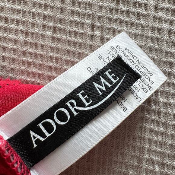 Adore Me Red Black Lace Slip Chemise Nightgown Size Medium Lingerie Vixen - Picture 5 of 8